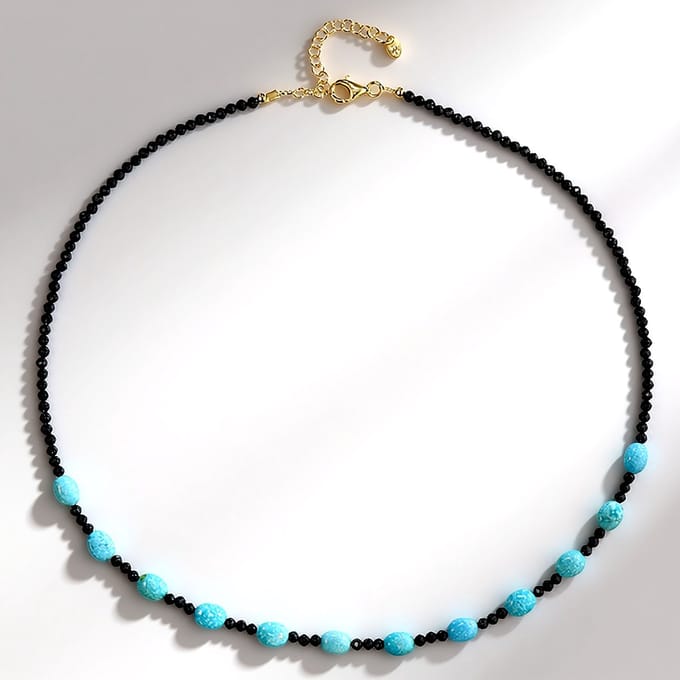 Turkoois-Spinel Verguld Zilveren Ketting