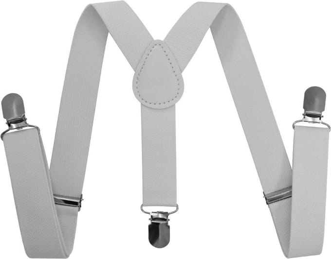 Fako Fashion® - Kinder Bretels - Effen - 65cm - Lichtgrijs