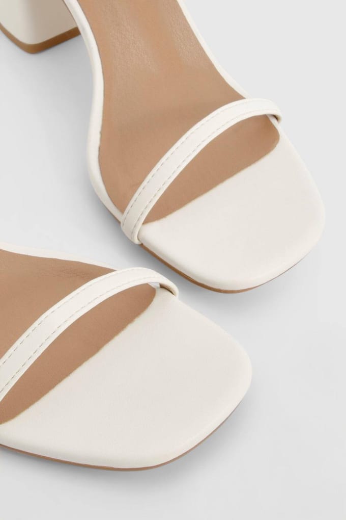 boohoo Dames Double Strap Slingback Block Heel Sandals | Wit | Maat: 39