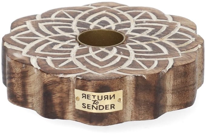 Return to Sender Kandelaar - Ø9,5 cm - H3 cm - Mangohout Bloemmotief