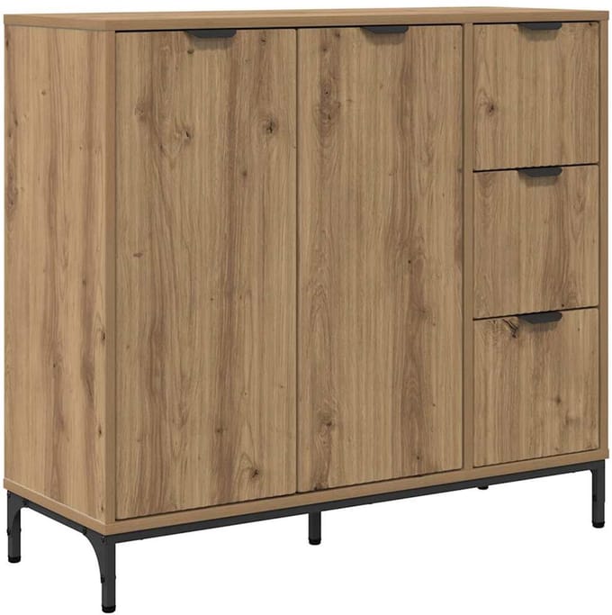 vidaXL - Dressoir - Artisan - Eiken - 89,5 - x - 33 - x - 82 - cm - Bewerkt - hout