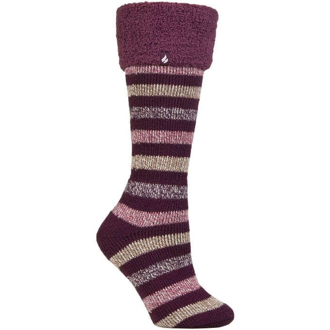 Dames Multikleur Gestreepte Patroon Lange Wellington Boot Thermosokken