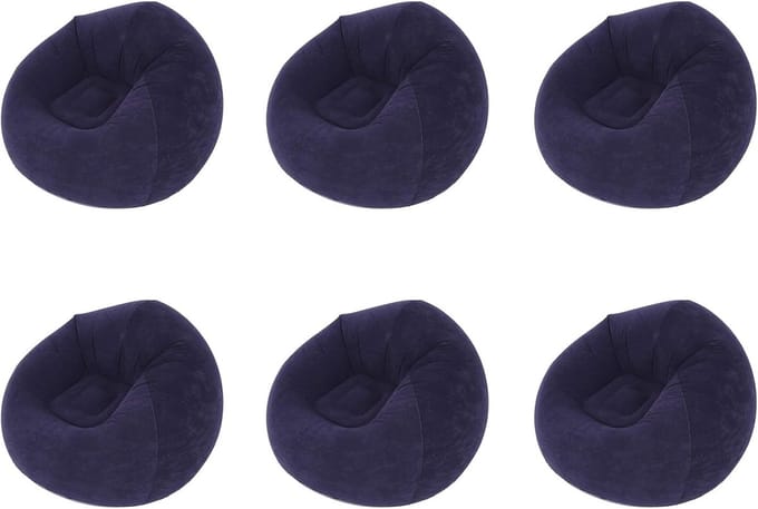 Opblaasbare Poef - Zitje Lounge - Tuin Camping - Set van 6 - 110x110x85cm - Blauw