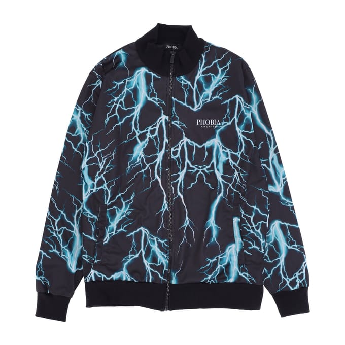 Heren trainingsjack All Over Lightning Sweatshirt Zwart/lichtblauw