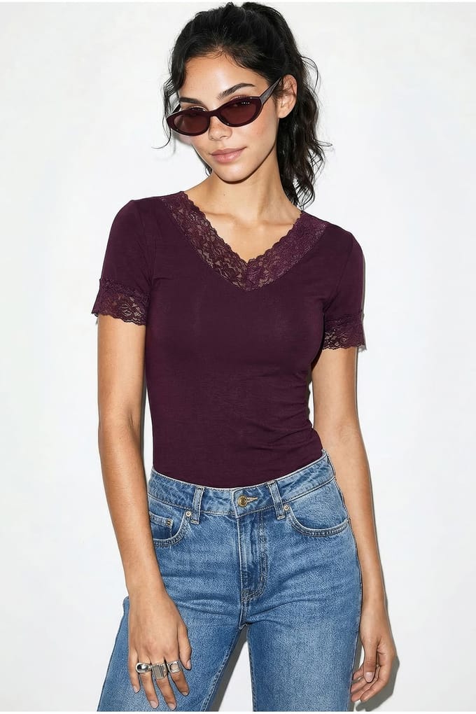V-hals Slim Fit Blouse
