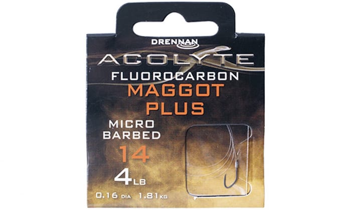 Drennan Onderlijnen Acolyte Fluorocarbon Maggot Plus Micro Barbed (30 cm) - Maat : Haak 18 - 0.12mm