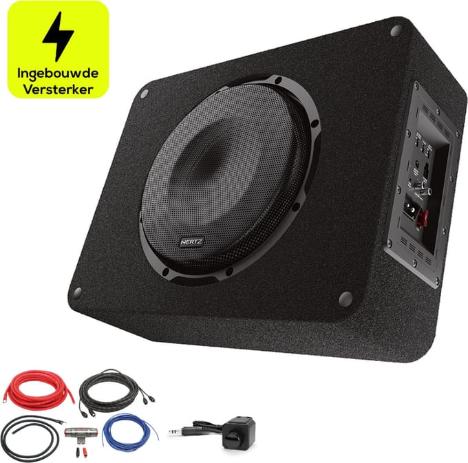 Hertz CBA 250 | 10" Actieve Subwoofer | 250 Watt RMS Vermogen | Inclusief Kabelset