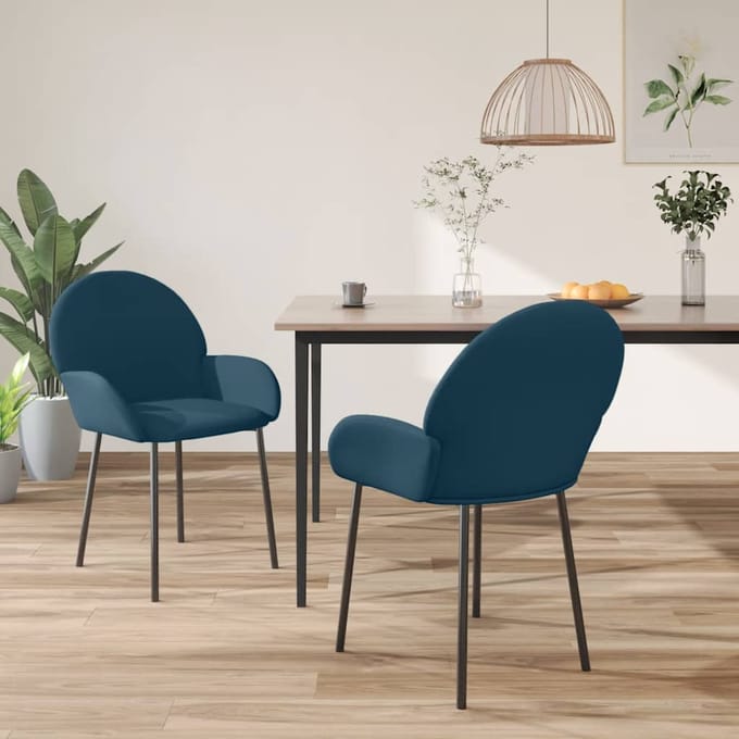 vidaXL - Eetkamerstoelen - 2 - st - fluweel - blauw