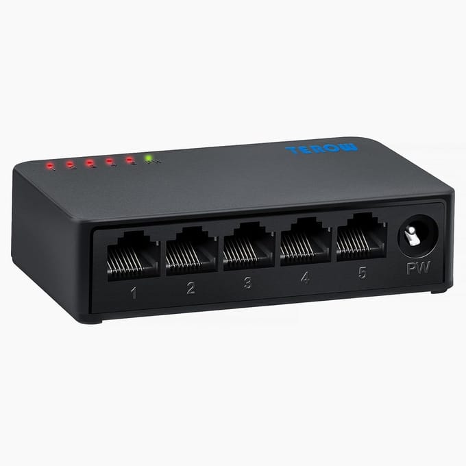 Netwerk Switch - Ethernet Hub - Snelle Verbinding - Stil Fanless Ontwerp - Compact Formaat - Zwart