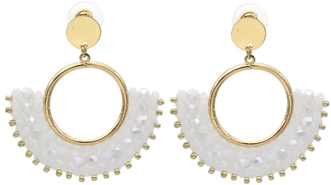 Oorbellen met glaskralen – wit – 5x4,5 cm