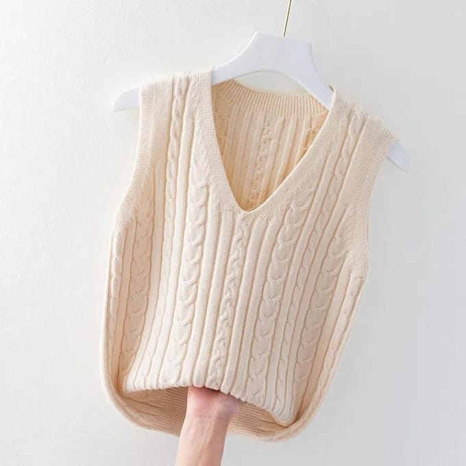 Gilet sans manches pour femme, pull à fond ample, pull tricoté torsadé, automne et hiver XXL blanc