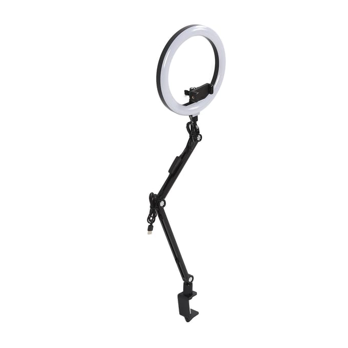 10in Live Stream Vullicht Hoek Verstelbaar Dimbare Clip-On LED Ringlamp met Standaard Telefoon white