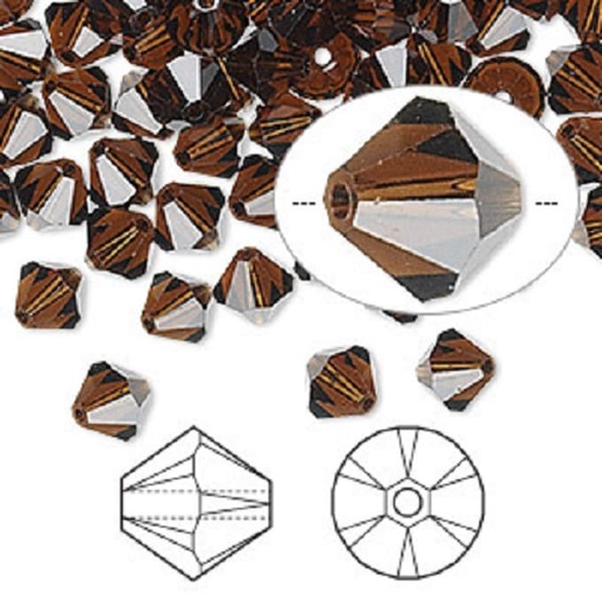 Swarovski Elements, 36 stuks Xilion Bicone kralen (5328), 6mm, mocca