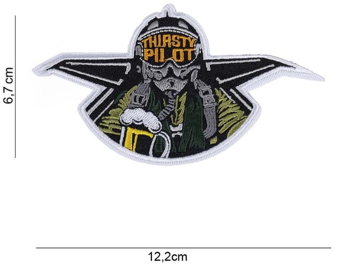 Embleem stof Thirsty pilot met klittenband