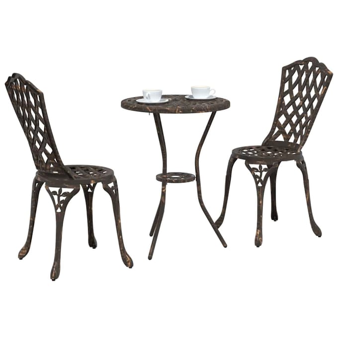 vidaXL - Tuin - Bistro - Set - 3 - st - Brons - Aluminium