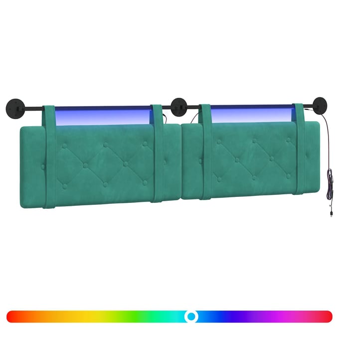 vidaXL - Hangend - hoofdbord - Met - LED-verlichting - Turquoise - Fluweel