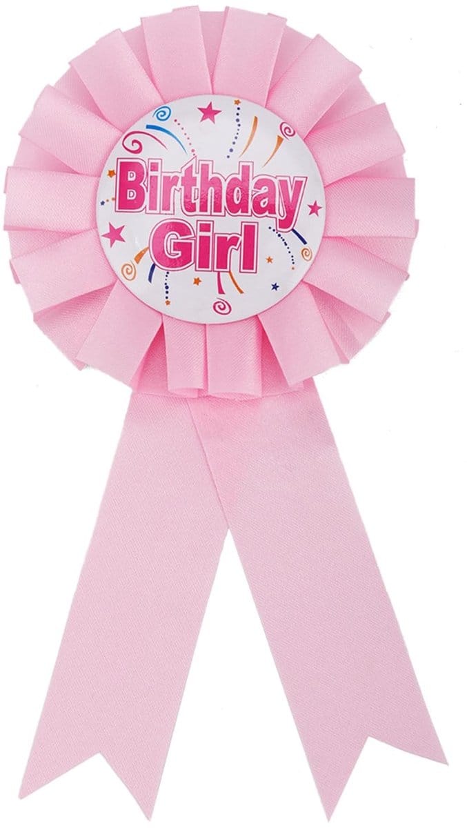 Verjaardagsspeld Roze - Feestkleding - Decoratie - Cadeau - Polyester - 16x8x1,9 cm