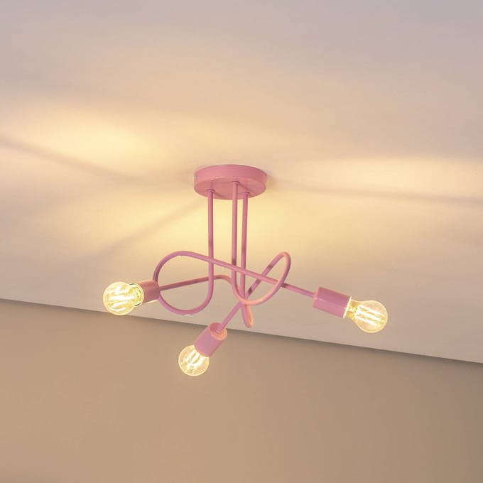 HELAM Oxford plafondlamp, lichtroze, Ø 44 cm, metaal, 3-lamps