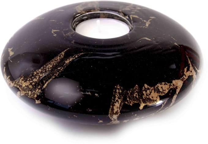 Loranto - Urnen - Waxinelicht - Disc - Zwart bladgoud - Handgemaakt