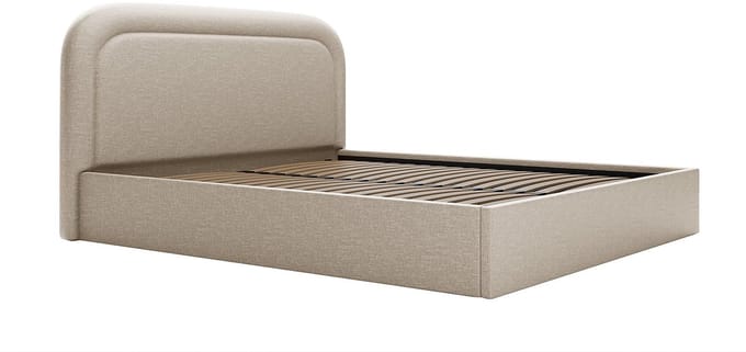 Vente-unique Bed met opbergruimte stof beige 140 x 190 cm
