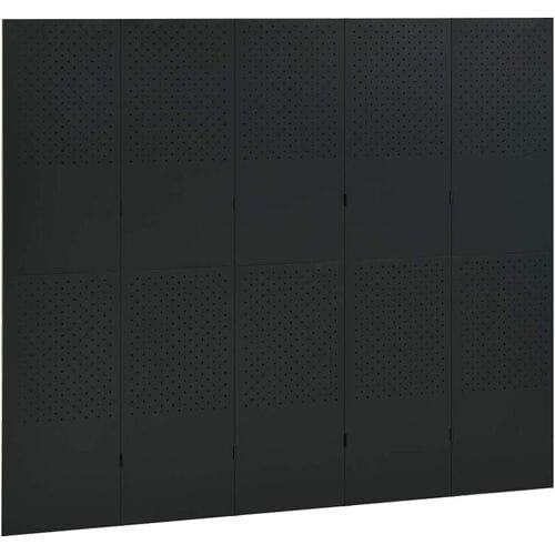 vidaXL - Kamerschermen - 2 - st - met - 5 - panelen - 200x180 - cm - staal - zwart