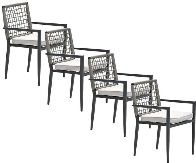 Garden Impressions Burela tuinstoel taupe - 4 stuks