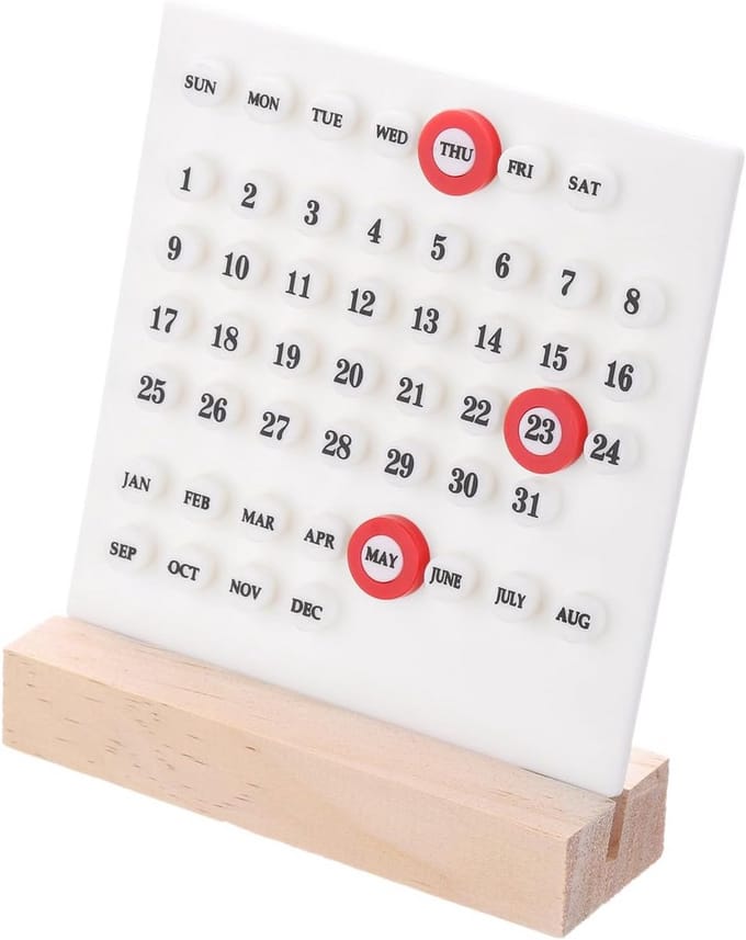 Houten eeuwigdurende desktop kalender voor thuis en kantoor