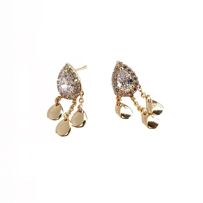 Gold Rose Drop Dangle Minimal Earrings Gold 18K