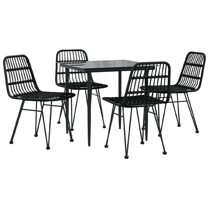 vidaXL - 5-delige - Tuinset - poly - rattan - zwart