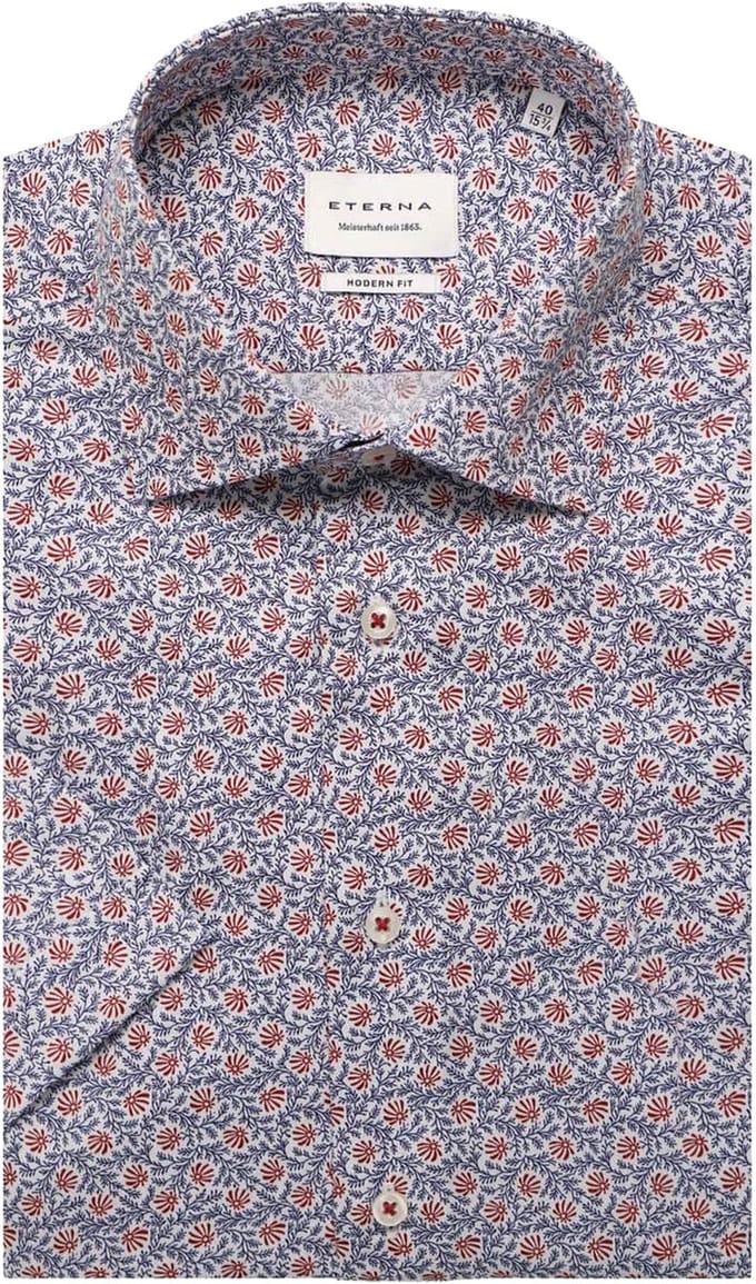 Eterna - Overhemd Blauw Eterna Korte Mouw Overhemd Blauw 4167 C18k