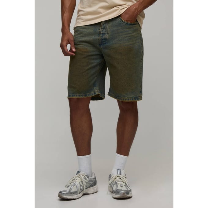 Relaxed Getinte Denim Shorts | Green | Size 42