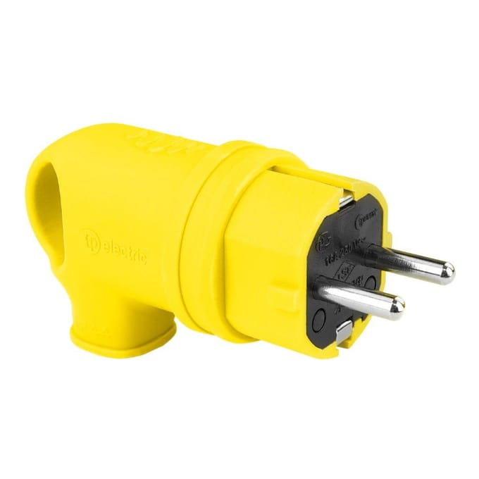 Prise en Caoutchouc Angulaire 16A 230V Jaune Schuko Monophasée