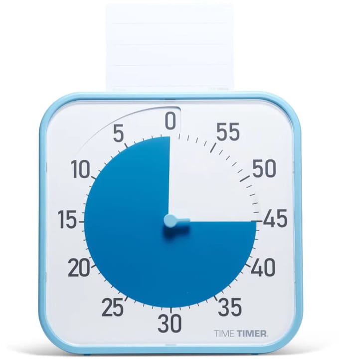 Time Timer® Large 30x30cm WIT MET BLAUWE SCHIJF - Visuele Countdown Timer voor kinderen - Tijdmanagement Tool - school en thuis
