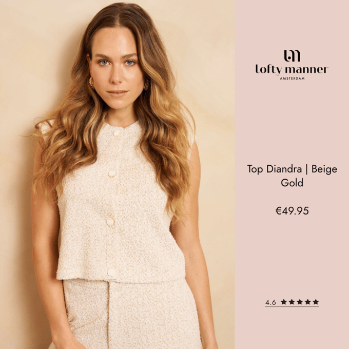 Lofty Manner Gilet Top Diandra Rg13 Beige Gold Dames Maat - XS