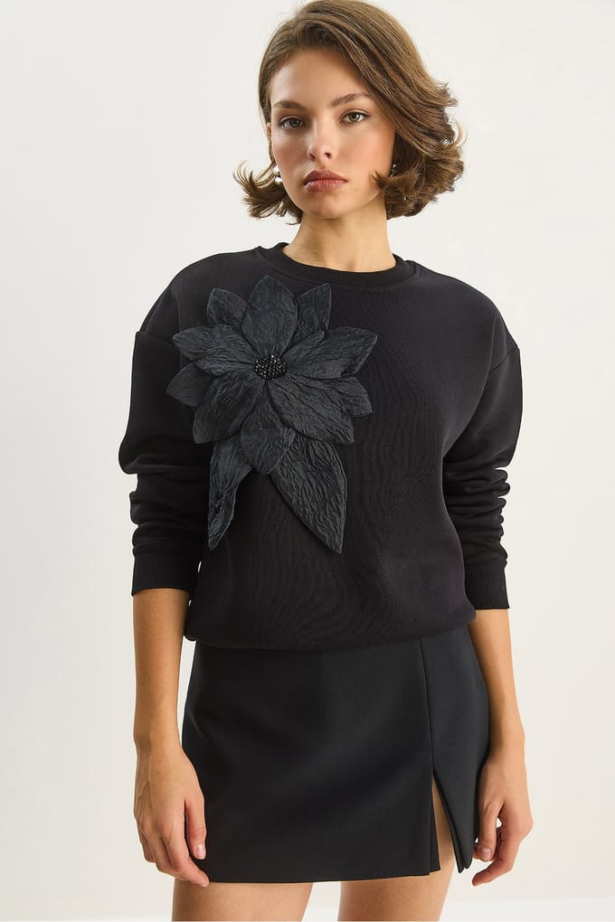 Accessoire Gedetailleerd Lange Mouw Crewneck Sweatshirt