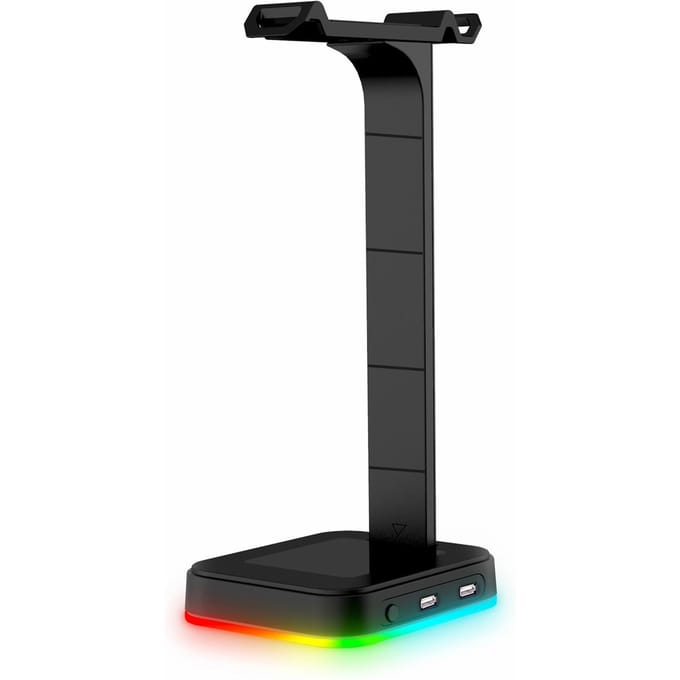 RGB Gaming Hoofdtelefoonstandaard Headsethouder Hangerrek Met Oplaadpoort Stabiele Basis voor Alle zwart