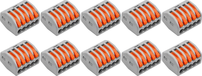 Lasklem Set 10 Stuks - 5 Polig met Klemmetjes - Grijs/Oranje