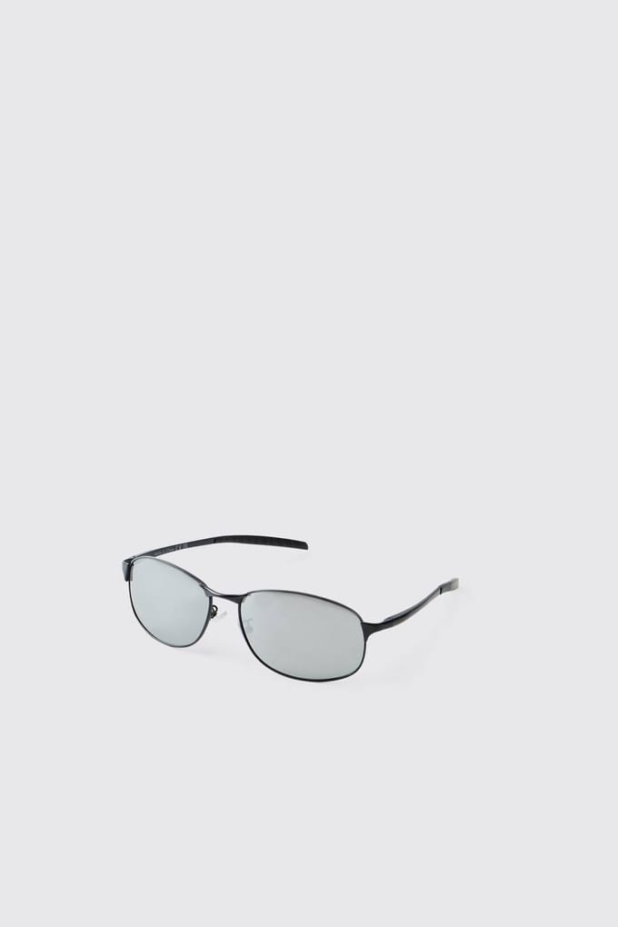 Metalen Rechthoekige Zonnebril | Black