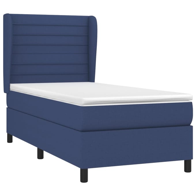 vidaXL - Boxspring - met - matras - stof - blauw - 90x190 - cm