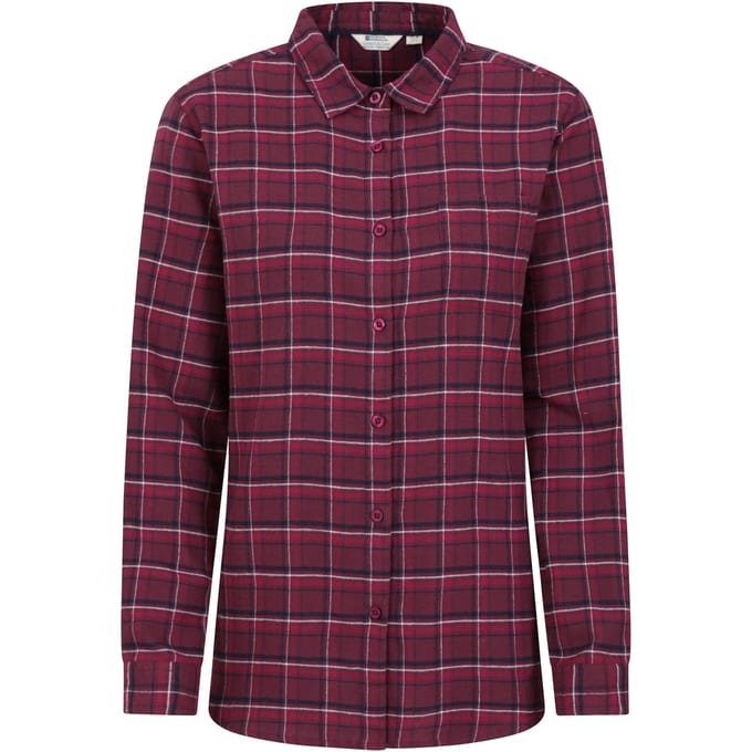 Mountain Warehouse Dames/Dames Balsem Geborsteld Flanellen Longline Shirt (Bourgondië)