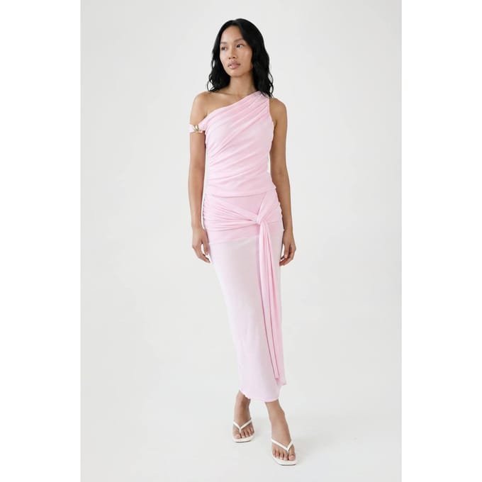 boohoo Dames Gestructureerde Maxi Rok Met Strikdetail | Pink | Maat: 8