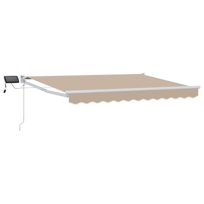 vidaXL - Handbediende - luifel - met - LED's - Beige - en - Wit - 3,5 - x - 2 - m