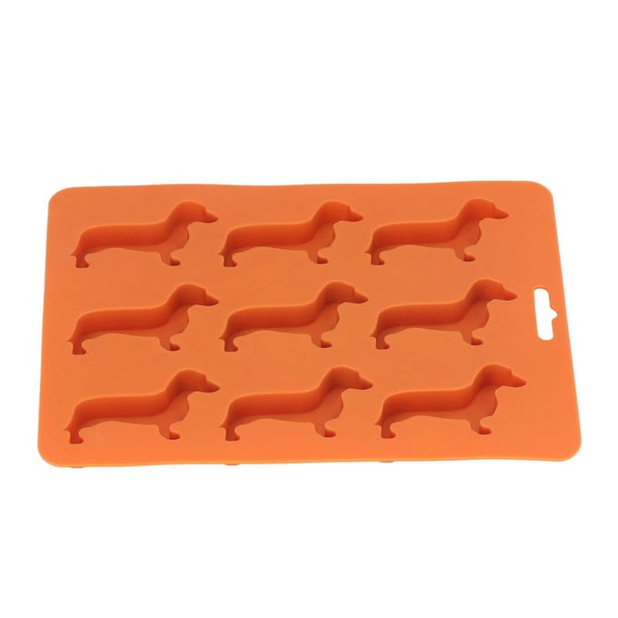 Bac à glaçons en silicone en forme de chien, moule à glaçons en silicone pour chocolat, crayons, bougies, yaourts red