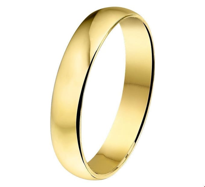 Geelgouden Ring A404 - 4 mm - zonder steen 4003664 19.75 mm (62)