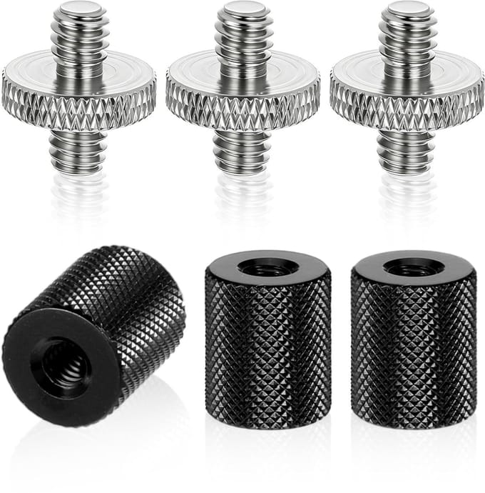 Statief Draadadapter Set - Camera Schroefadapter - Apparatuur Bevestigen - Set van 6 stuks - 1/4 inch - Zwart Zilver