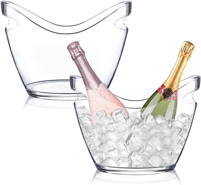 Transparante IJs-emmer Set van 2, 4 Liter - Ideaal voor Feestjes, Drankjes, Wijn en Bier