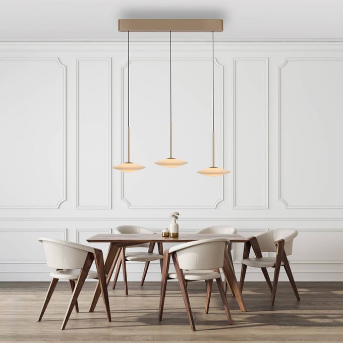 Paul Neuhaus LED hanglamp Elipsa, 3-lamps, wit/brons