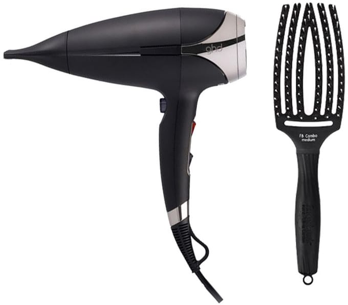 ghd Helios Föhn Black + Olivia Garden Fingerbrush Combo Black Medium