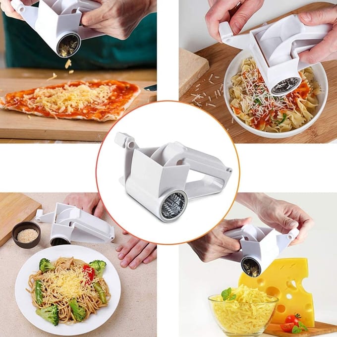 Râpe à fromage rotative Leeseph, coupe-fromage manuel avec tambour en acier inoxydable, outil de cuisine à manivelle pour le chocolat white
