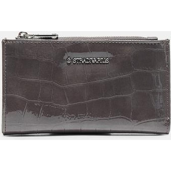 Stradivarius Basic portemonnee met coco-look  Donkergrijs OS